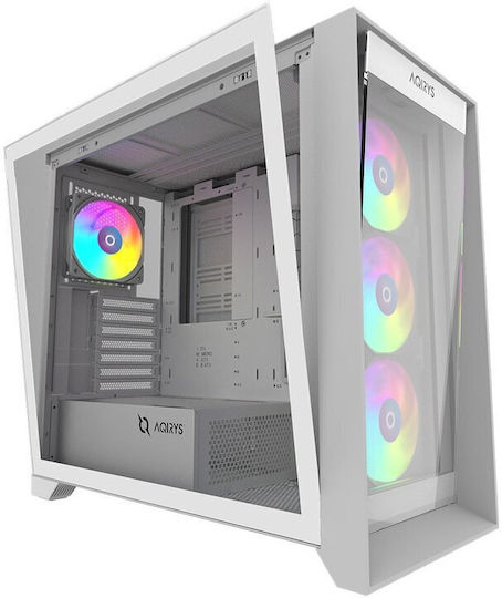 Aqirys XO-1 Gaming Midi Tower Κουτί Υπολογιστή με Πλαϊνό Παράθυρο και ARGB Φωτισμό Λευκό