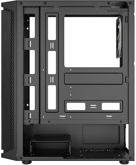 Aura GC8 Геймърско бюро Midi Tower Компютърна кутия със страничен прозорец и ARGB осветление Черен