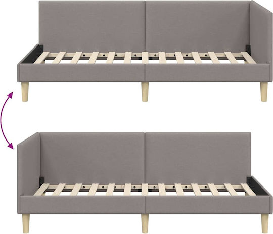 Single Upholstered Bed with Fabric Taupe with Slats for Mattress 90x190cm