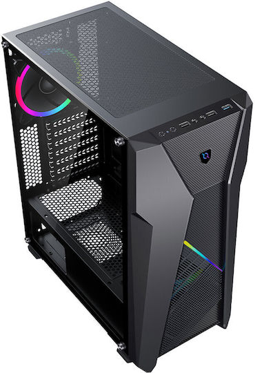 Aqirys Canopus Gaming Midi Tower Κουτί Υπολογιστή με Πλαϊνό Παράθυρο και RGB Φωτισμό Μαύρο