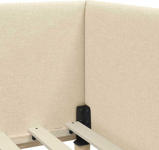 vidaXL Einzelbett Beiges Stoff mit Lattenrost für Matratze 100x200cm