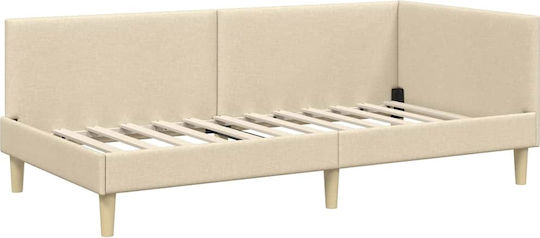 vidaXL Einzelbett Beiges Stoff mit Lattenrost für Matratze 100x200cm