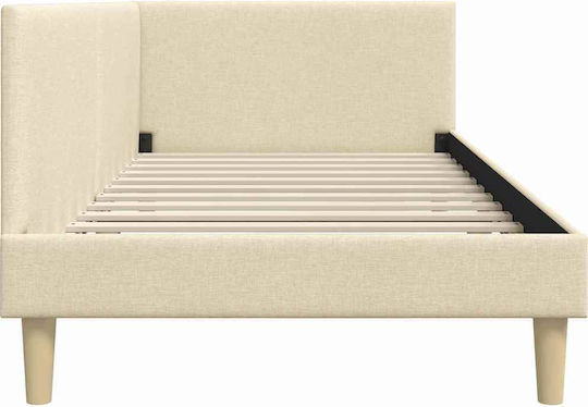 vidaXL Einzelbett Beiges Stoff mit Lattenrost für Matratze 100x200cm