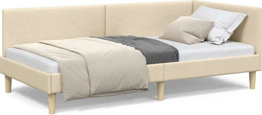 vidaXL Einzelbett Beiges Stoff mit Lattenrost für Matratze 100x200cm