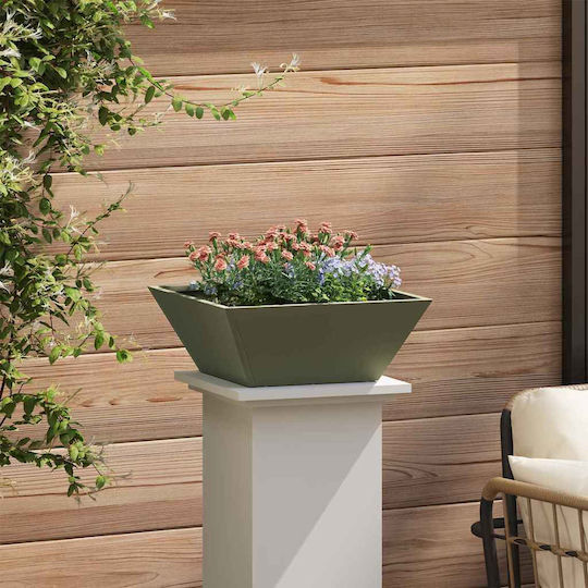 Vidaxl Metal Planter Olive Metal 40 x 40 x 15 cm Rectangular Olive