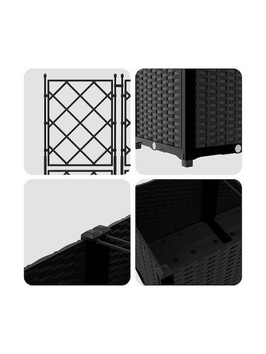 Garden Planter Grid 3 Pcs Black 80x80x143 cm