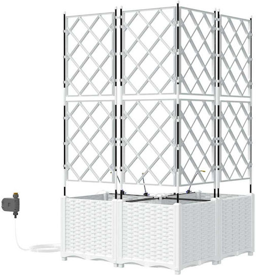 vidaXL Комплект 3 Пластмасови Саксии За Цветя Бели 80x142см