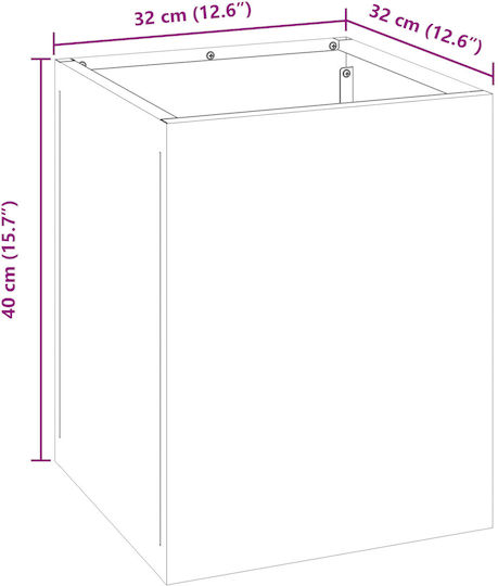 vidaXL Γλάστρα Μεταλλική Ελαιόχρωμο 50x32x40εκ.