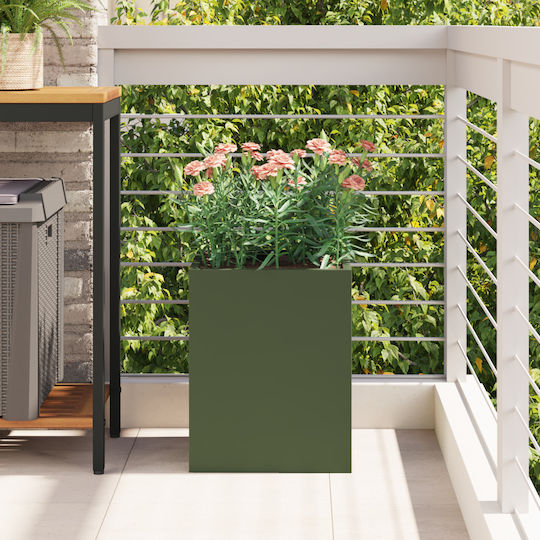 vidaXL Γλάστρα Μεταλλική Ελαιόχρωμο 50x32x40εκ.