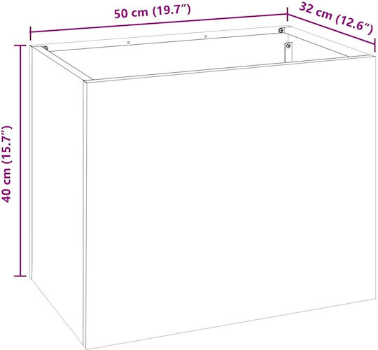 vidaXL Γλάστρα Μεταλλική Λευκό 50x32x40εκ.