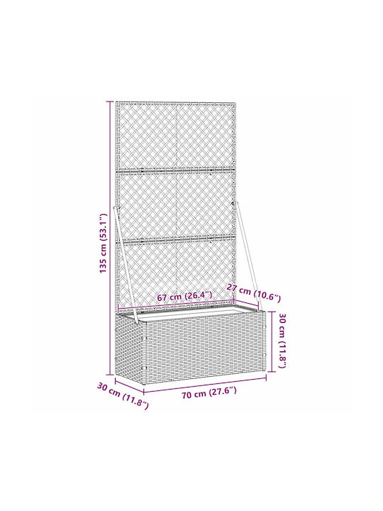 vidaXL Ζαρντινιέρα Πλαστική Μαύρη 70x30x135εκ.