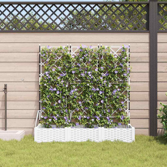 Garden Planter Grid 3 Pcs White 120x40x125.5 cm