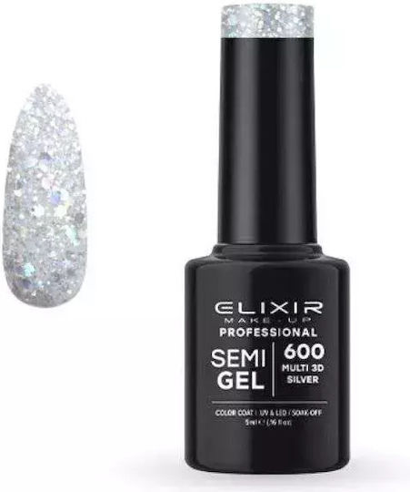 Elixir Semi Gel Ημιμόνιμο Βερνίκι Νυχιών 600 Multi 3D Silver 5ml