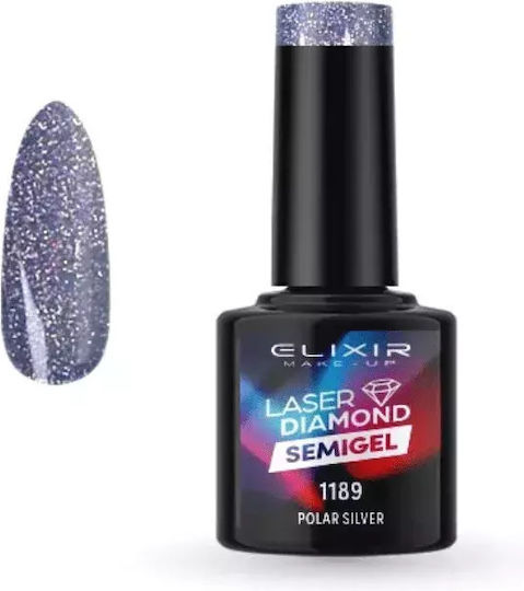 Elixir Laser Diamond Хибриден Лак за Нокти 1189 Polar Silver с Glitter 8мл 1бр