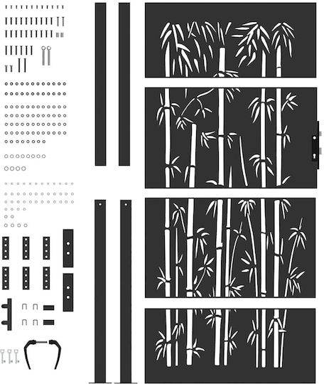 vidaXL Fence Gate from Bamboo in Black Color 2.0x1.05m