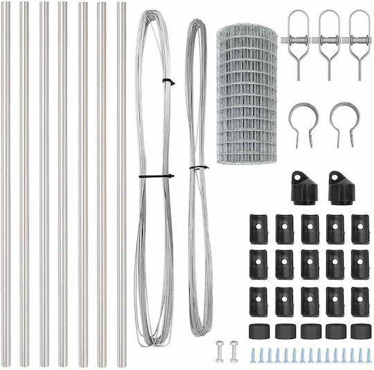 vidaXL Wire Fencing Galvanized Set Gray 0.4x25m