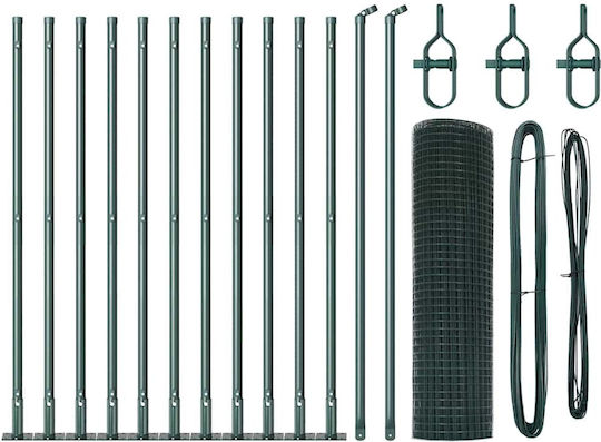 vidaXL Wire Fencing Galvanized Set Green 0.6x25m