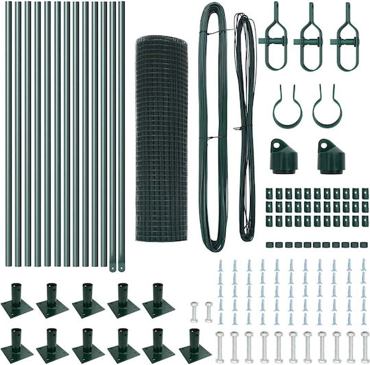 vidaXL Wire Fencing Galvanized Set Green 0.6x25m