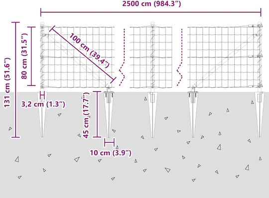 vidaXL Συρματόπλεγμα Γαλβανιζέ Γκρι 0.8x25m
