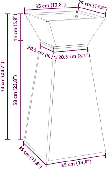 vidaXL Pot Stand Metal Silver 35cmx35cmx73cmcm.