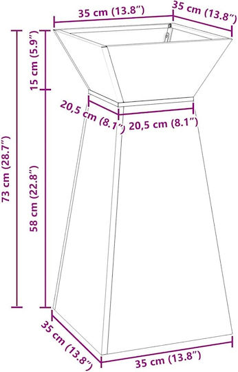 vidaXL Blumentopfständer Metall Grau 35cmx35cmx73cmcm.