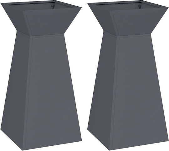 vidaXL Suporturi pentru ghiveci Metalice Gri 35bucx35bucx73buccm. 2buc