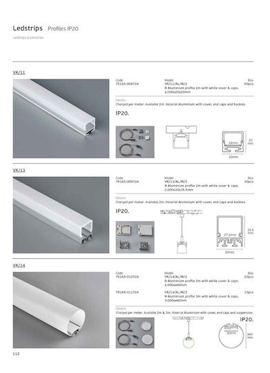 VK Lighting Aluminiumprofil für LED-Streifen 200cm