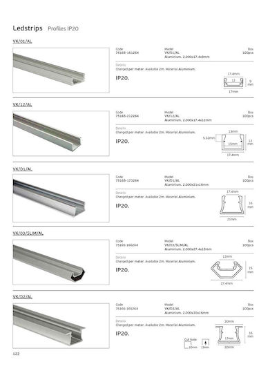 VK Lighting External Aluminum Profile for LED Strip 200x1.7x0.9cm