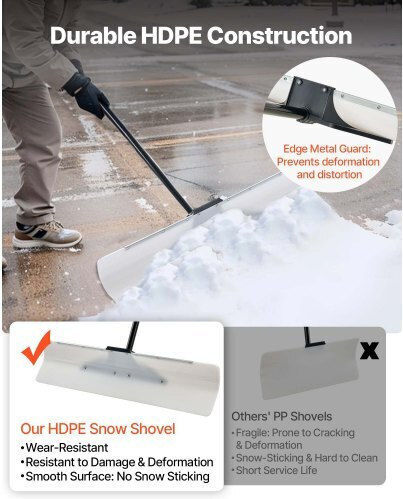 Vevor Plastic Snow Pusher Shovel 36in Heavy Duty Winter Snow Plow Driveway