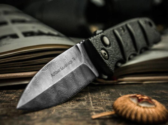 Boker ALS-74 Damascus DAM Μαχαίρι Μαύρο σε Θήκη