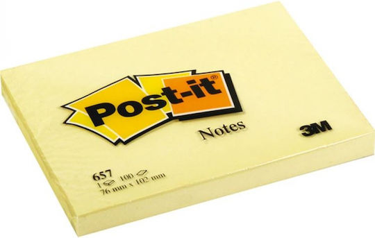 Post-it Αυτοκόλλητα Χαρτάκια Σημειώσεων σε Κύβο Κίτρινα 7.6x10.2εκ.