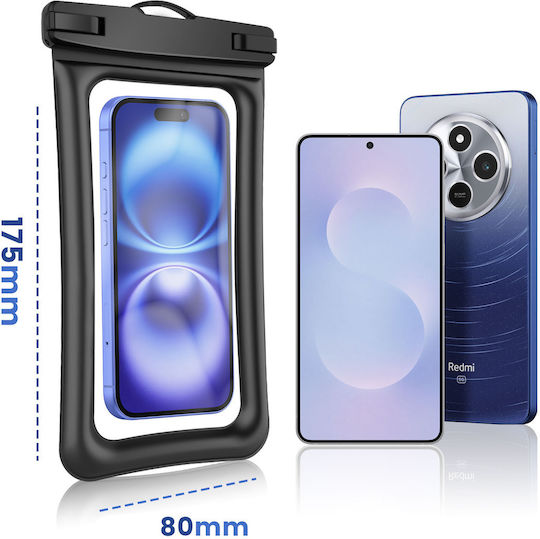 Avizar Wasserdichtes Gehäuse 7.2" Handy IPX8 30m Touch Fenster Strap Transparent Schwarz