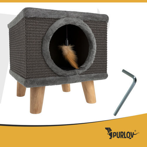 Purlov Bed Cat Beige 38x32x32cm
