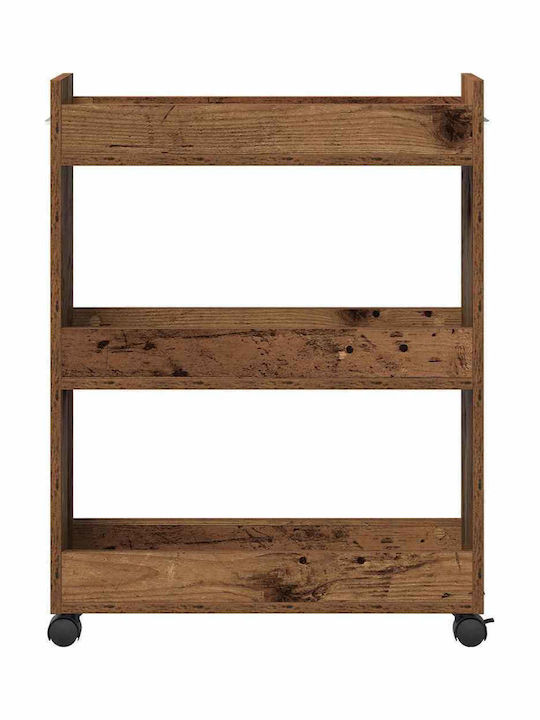 vidaXL Wooden Kitchen Trolley 3 Tiers Brown 60x22x79cm