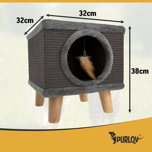 Purlov Bed Cat Beige 38x32x32cm