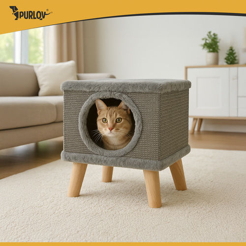 Purlov Bed Cat Beige 38x32x32cm