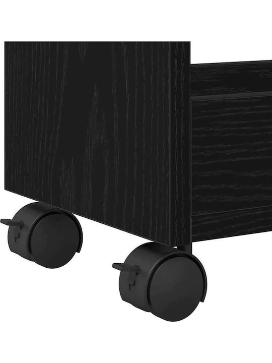 vidaXL Wooden Kitchen Trolley 3 Tiers Black 60x22x79cm