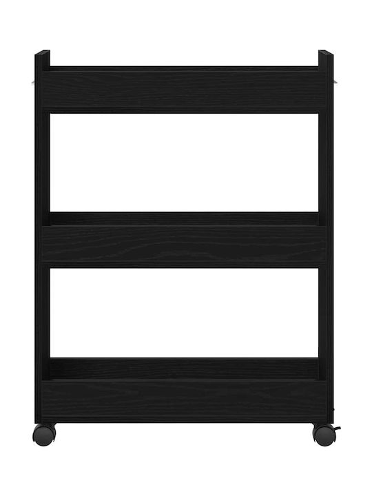 vidaXL Wooden Kitchen Trolley 3 Tiers Black 60x22x79cm