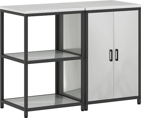 Vidaxl Set Depozitare Bucătărie Raft 2 Buc Argintiu 120 X 50 X 92 Cm
