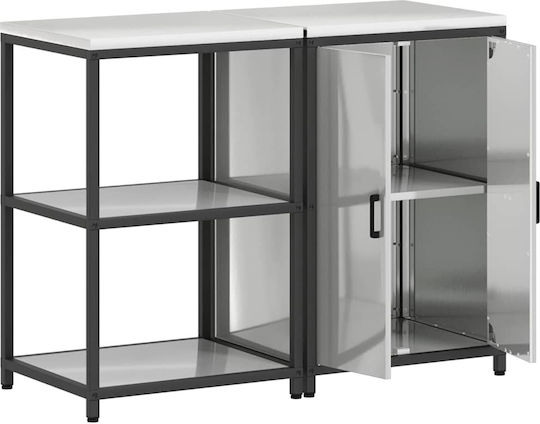 Vidaxl Set Depozitare Bucătărie Raft 2 Buc Argintiu 120 X 50 X 92 Cm