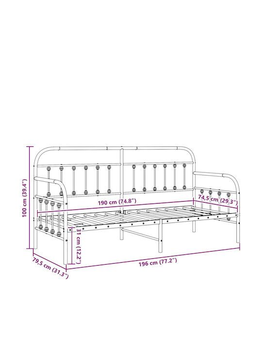 Kids Bed - Sofa Single Tool Steel for Mattress 75x190cm