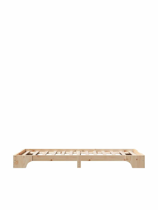 Pat pentru Copii Clasic Single Bej pentru Saltea 75x190cm