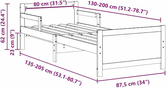 Vidaxl Extendable Kids Bed White 80 x 130 165 200 cm