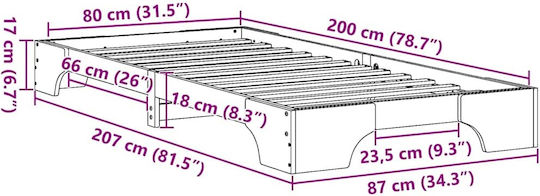 Kids Bed Classic Single White for Mattress 80x200cm
