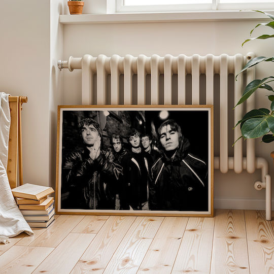 Плакат За Музика Oasis Ms151 30см X 40см Черна Дървена Рамка