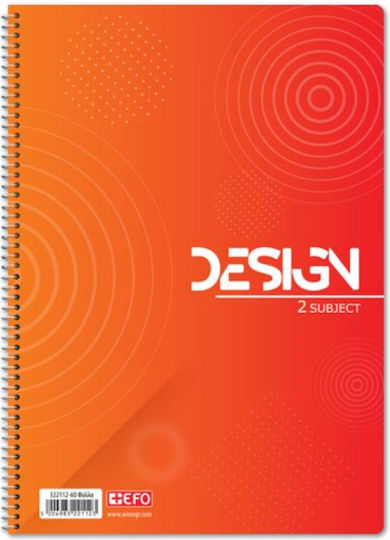 +Efo Spiral Notebook Ruled A4 60 Sheets 2 Subjects 1pcs (Μiscellaneous Designs)