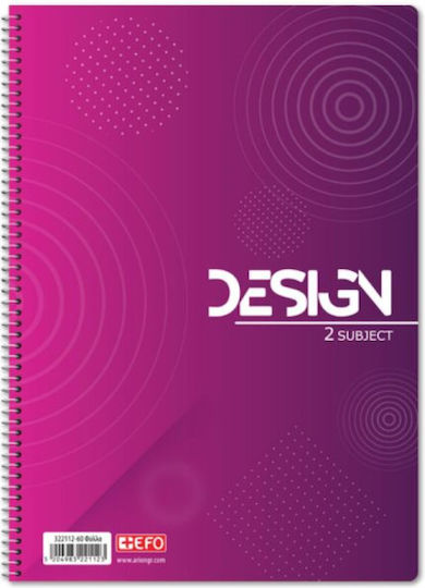 +Efo Spiral Notebook Ruled A4 60 Sheets 2 Subjects 1pcs (Μiscellaneous Designs)