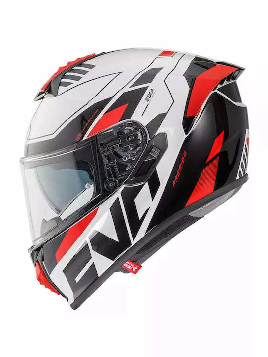 Premier Evoluzione PR8 Red / White / Black Motorcycle Helmet Full Face ECE 22.06 1470gr with Sunvisor