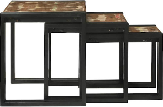 Rectangular Zigon Set Made of Solid Wood Multicolour 3 Pieces M50xL40xH45cm