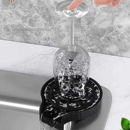 Glass Rinsing Device Easy To Fix On Sink Made Of ABS Black